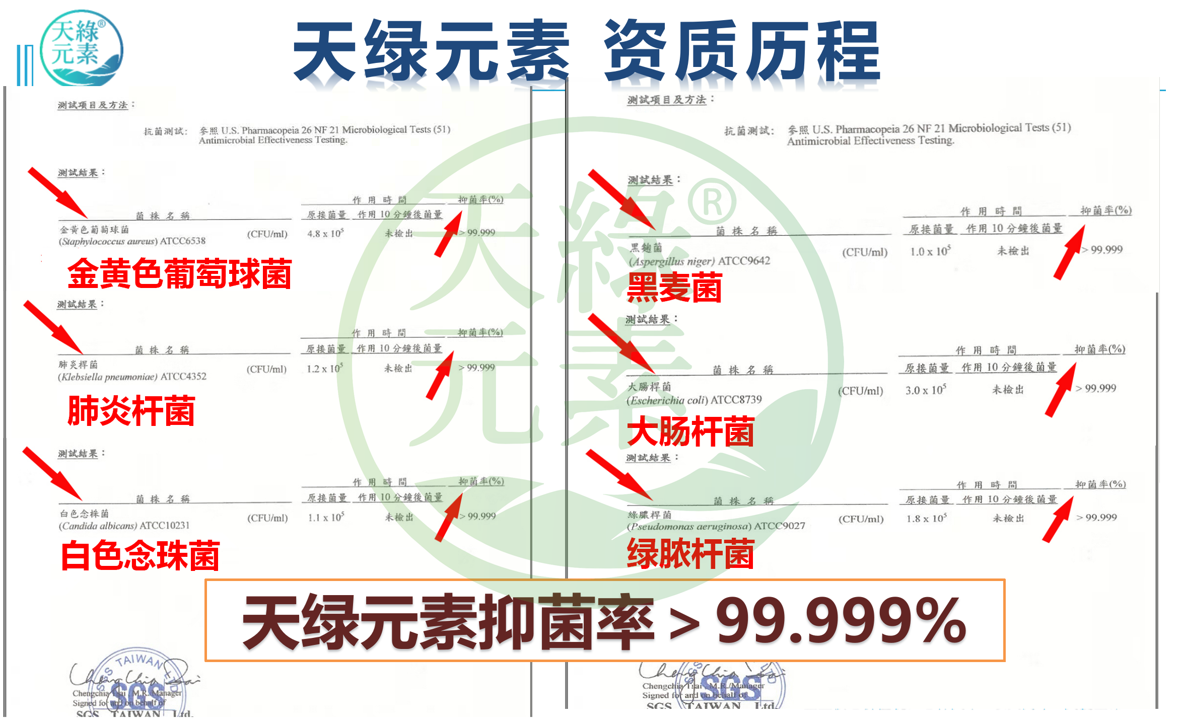 【天綠元素】SGS抑菌率檢測(cè)報(bào)告